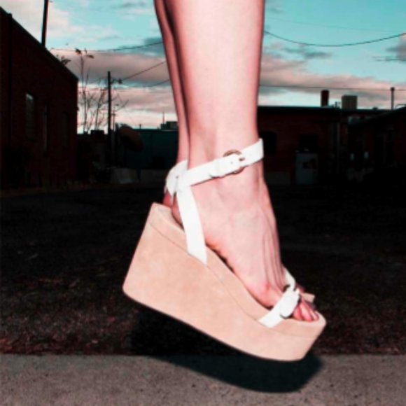Jeffrey Campbell Shoes - JEFFREY CAMPBELL Moochie Flatform Sandals White